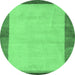 Round Abstract Emerald Green Modern Rug, abs4707emgrn