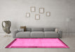 Machine Washable Abstract Pink Modern Rug in a Living Room, wshabs4707pnk