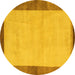 Round Abstract Yellow Modern Rug, abs4707yw