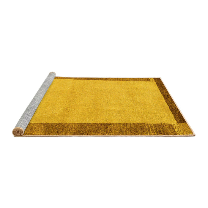 Sideview of Machine Washable Abstract Yellow Modern Rug, wshabs4707yw