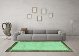 Machine Washable Abstract Turquoise Modern Area Rugs in a Living Room,, wshabs4707turq