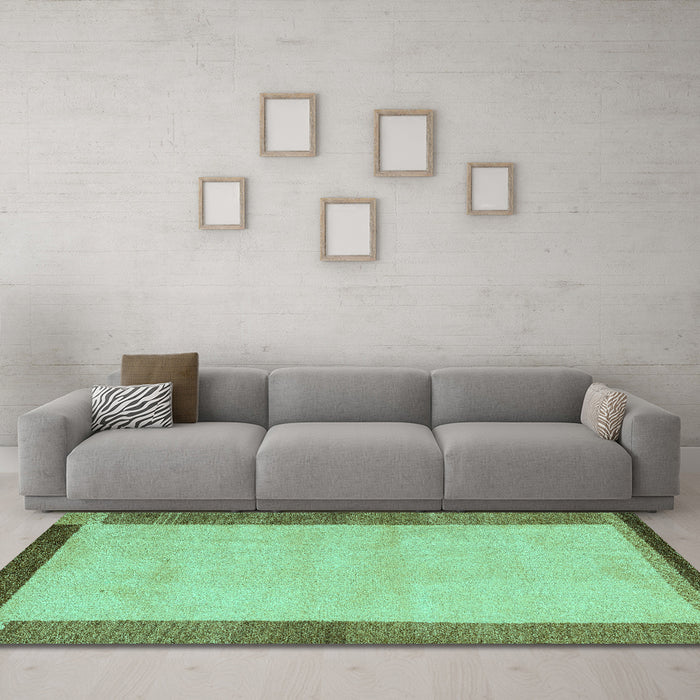 Machine Washable Abstract Turquoise Modern Area Rugs in a Living Room,, wshabs4707turq