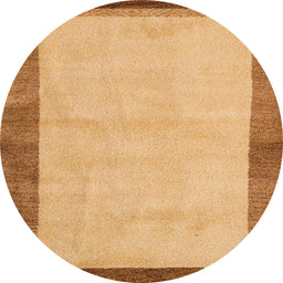 Round Machine Washable Abstract Orange Rug, wshabs4707
