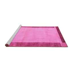 Sideview of Machine Washable Abstract Pink Modern Rug, wshabs4707pnk