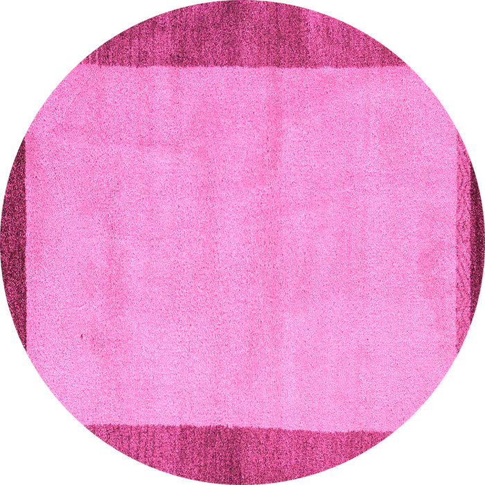 Round Machine Washable Abstract Pink Modern Rug, wshabs4707pnk