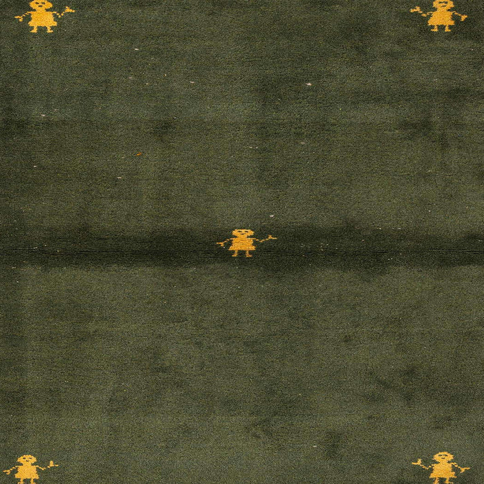 Square Machine Washable Abstract Antique Bronze Green Rug, wshabs4708