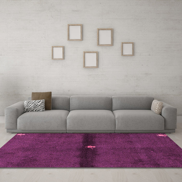 Machine Washable Abstract Pink Modern Rug in a Living Room, wshabs4708pnk