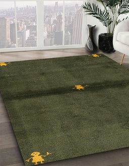 Abstract Antique Bronze Green Modern Rug in Family Room, abs4708