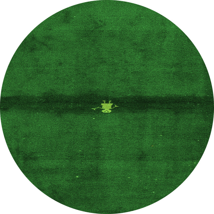Round Machine Washable Abstract Green Modern Area Rugs, wshabs4708grn