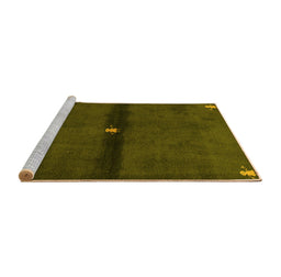 Sideview of Machine Washable Abstract Yellow Modern Rug, wshabs4708yw