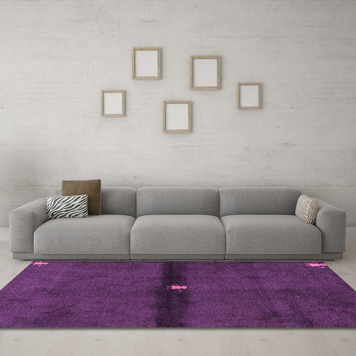 Machine Washable Abstract Purple Modern Area Rugs in a Living Room, wshabs4708pur