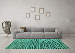 Machine Washable Abstract Turquoise Modern Area Rugs in a Living Room,, wshabs4709turq