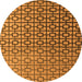 Round Machine Washable Abstract Orange Modern Area Rugs, wshabs4709org