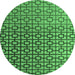 Round Machine Washable Abstract Emerald Green Modern Area Rugs, wshabs4709emgrn