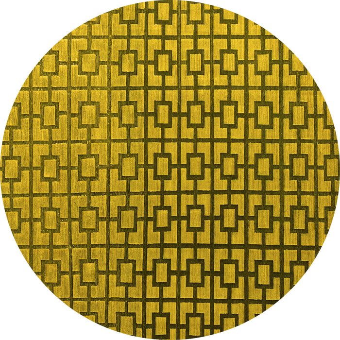 Round Machine Washable Abstract Yellow Modern Rug, wshabs4709yw