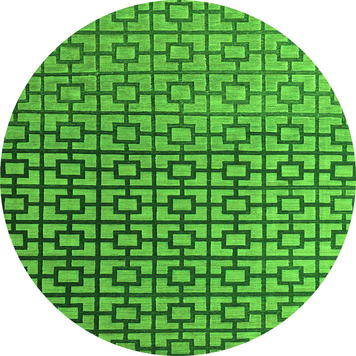 Round Abstract Green Modern Rug, abs4709grn