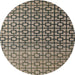 Round Machine Washable Abstract Black Rug, wshabs4709