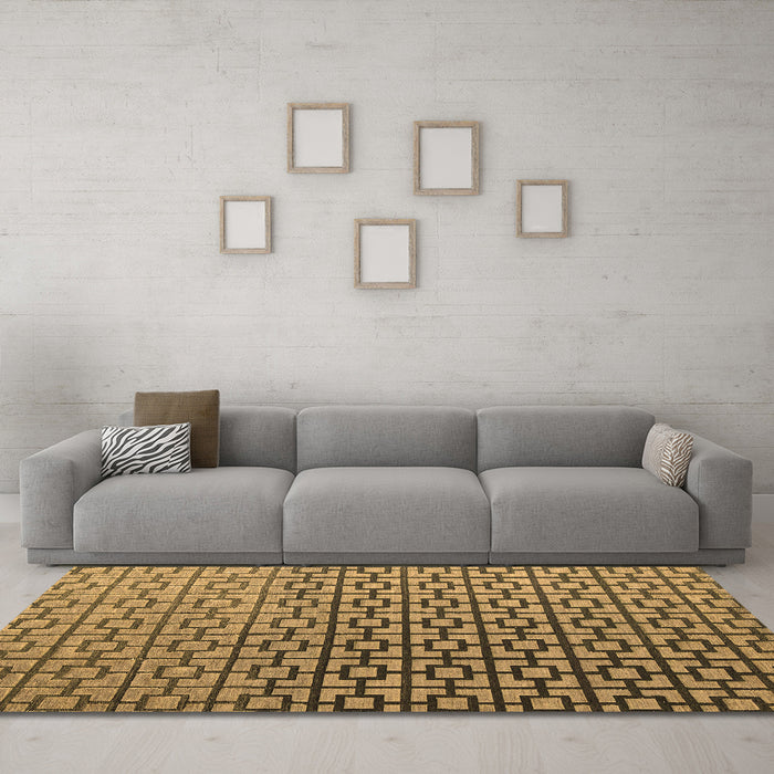 Machine Washable Abstract Brown Modern Rug in a Living Room,, wshabs4709brn
