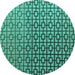 Round Machine Washable Abstract Turquoise Modern Area Rugs, wshabs4709turq