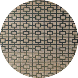 Round Abstract Black Modern Rug, abs4709