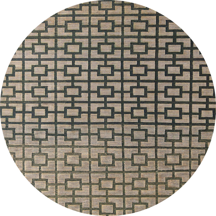 Round Abstract Black Modern Rug, abs4709