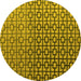 Round Abstract Yellow Modern Rug, abs4709yw