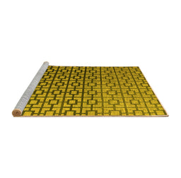 Sideview of Machine Washable Abstract Yellow Modern Rug, wshabs4709yw