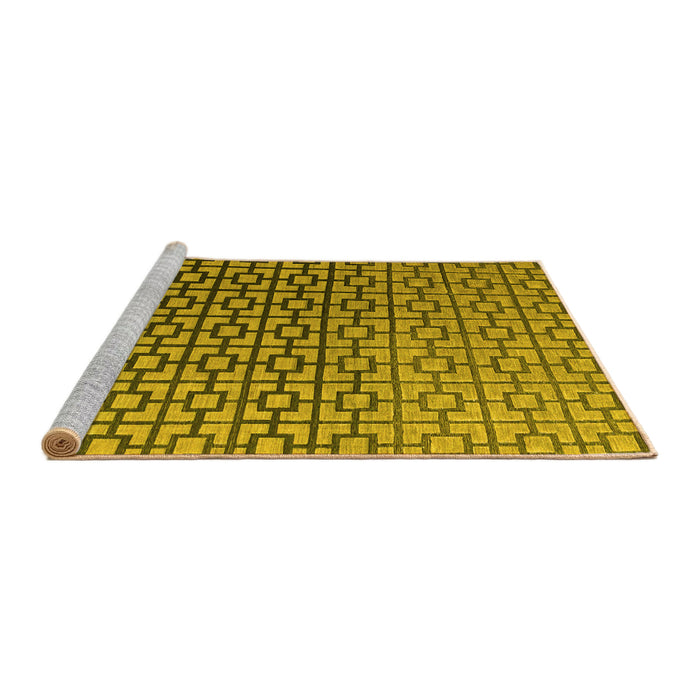Sideview of Machine Washable Abstract Yellow Modern Rug, wshabs4709yw