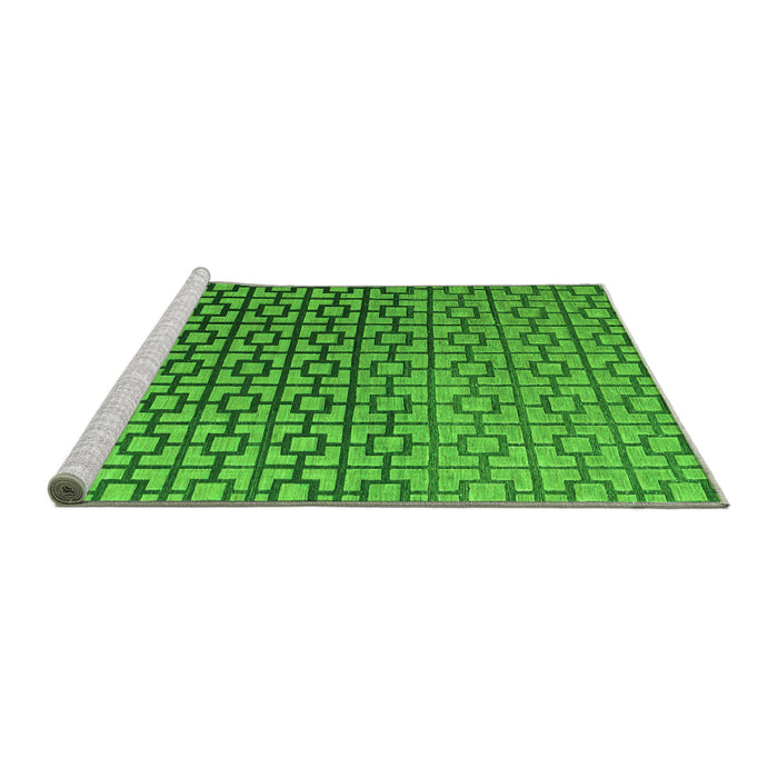 Sideview of Machine Washable Abstract Green Modern Area Rugs, wshabs4709grn