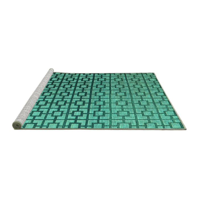 Sideview of Machine Washable Abstract Turquoise Modern Area Rugs, wshabs4709turq