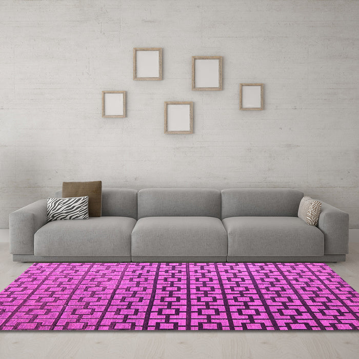 Machine Washable Abstract Pink Modern Rug in a Living Room, wshabs4709pnk
