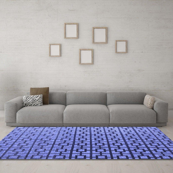 Machine Washable Abstract Blue Modern Rug in a Living Room, wshabs4709blu