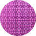 Round Machine Washable Abstract Pink Modern Rug, wshabs4709pnk