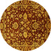 Round Machine Washable Abstract Yellow Modern Rug, wshabs470yw