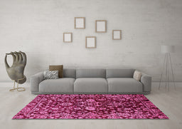 Machine Washable Abstract Pink Modern Rug in a Living Room, wshabs470pnk