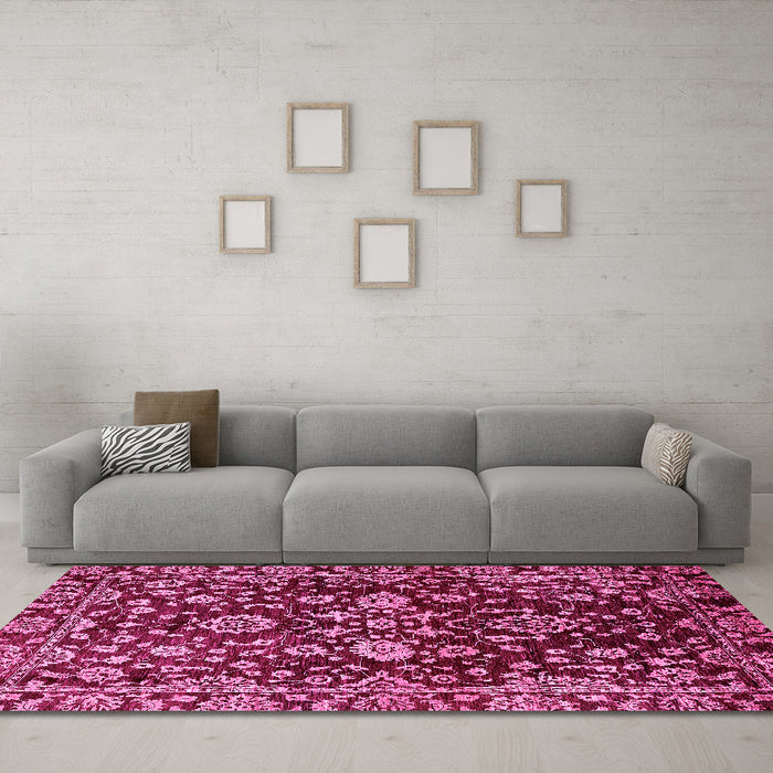 Machine Washable Abstract Pink Modern Rug in a Living Room, wshabs470pnk
