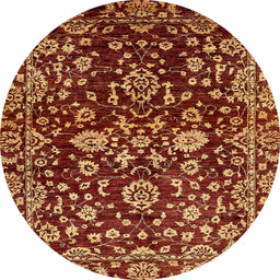 Round Machine Washable Abstract Orange Rug, wshabs470