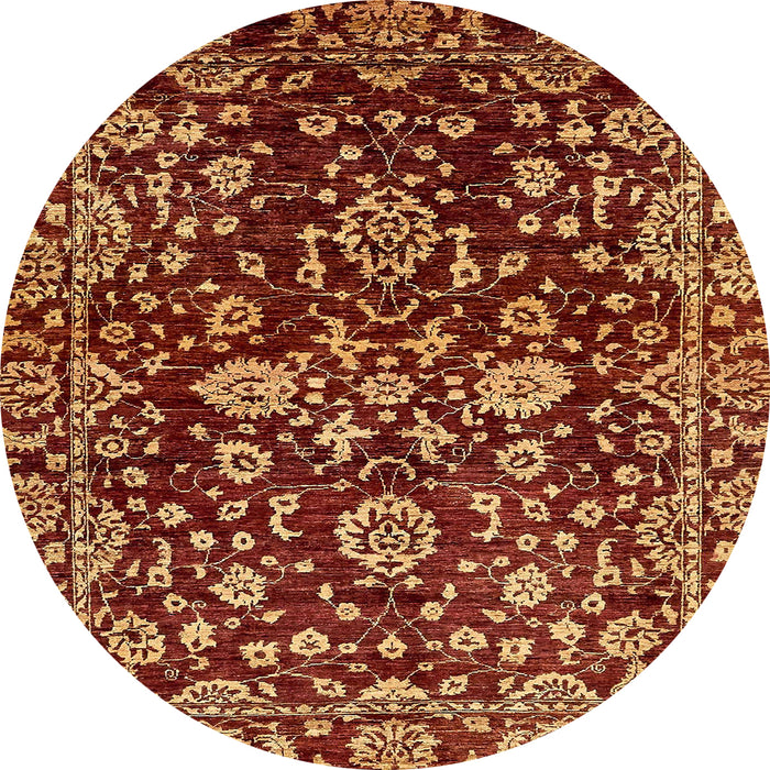 Round Machine Washable Abstract Orange Rug, wshabs470