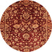 Round Machine Washable Abstract Orange Modern Area Rugs, wshabs470org