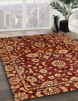 Machine Washable Abstract Orange Rug in a Family Room, wshabs470