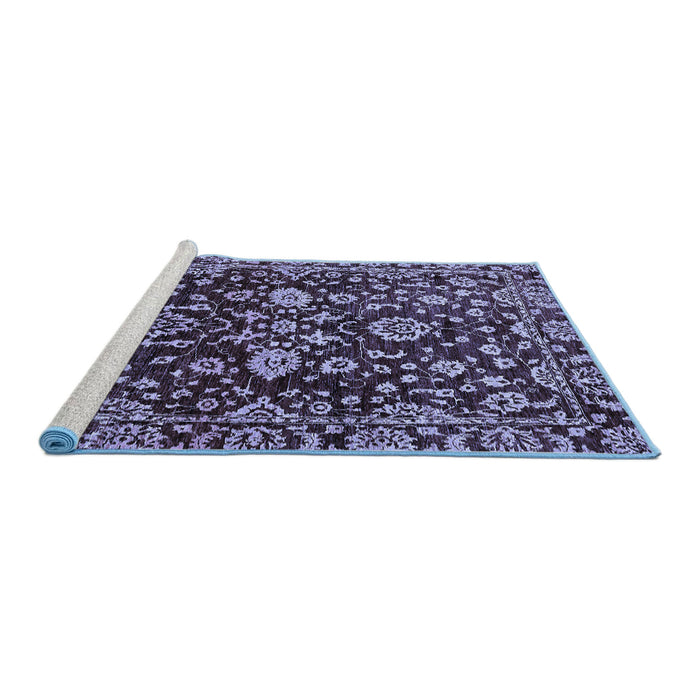 Sideview of Machine Washable Abstract Blue Modern Rug, wshabs470blu