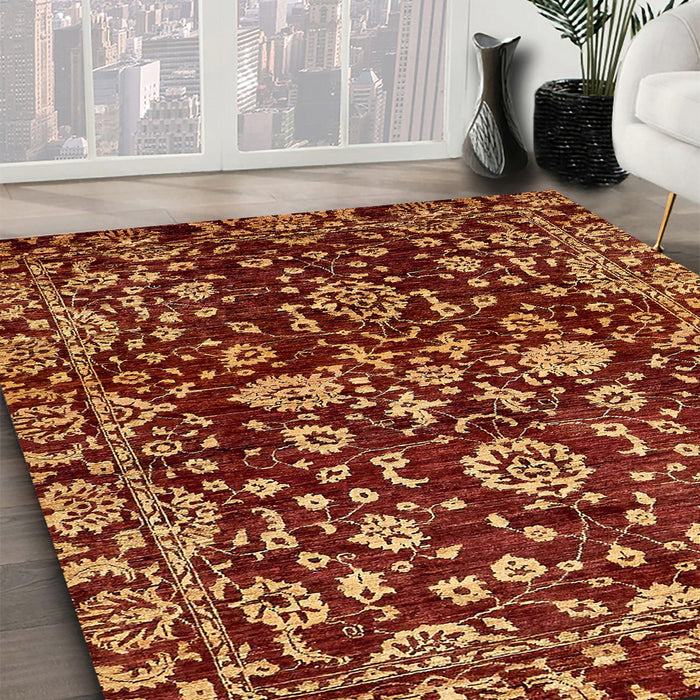 Abstract Orange Modern Rug in Family Room, abs470