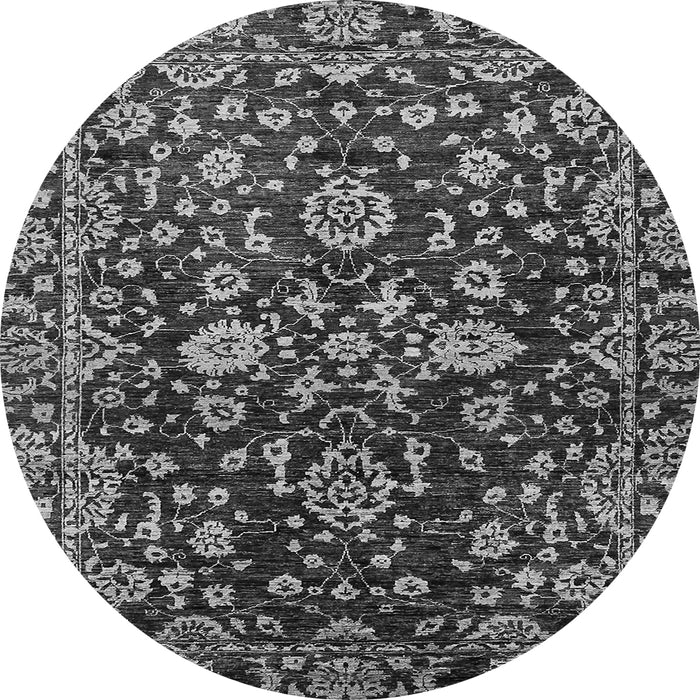 Round Machine Washable Abstract Gray Modern Rug, wshabs470gry