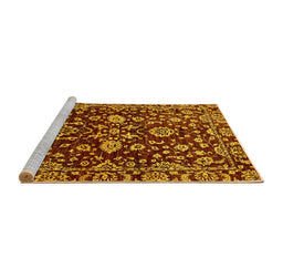 Sideview of Machine Washable Abstract Yellow Modern Rug, wshabs470yw
