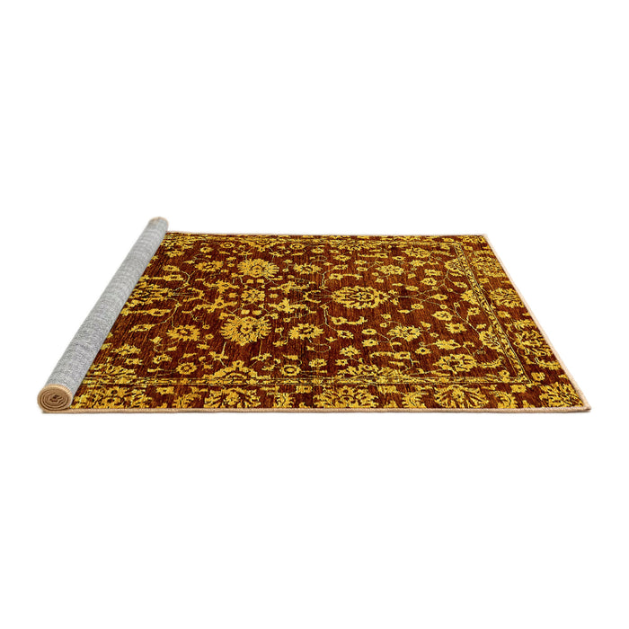 Sideview of Machine Washable Abstract Yellow Modern Rug, wshabs470yw