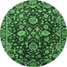 Round Abstract Emerald Green Modern Rug, abs470emgrn