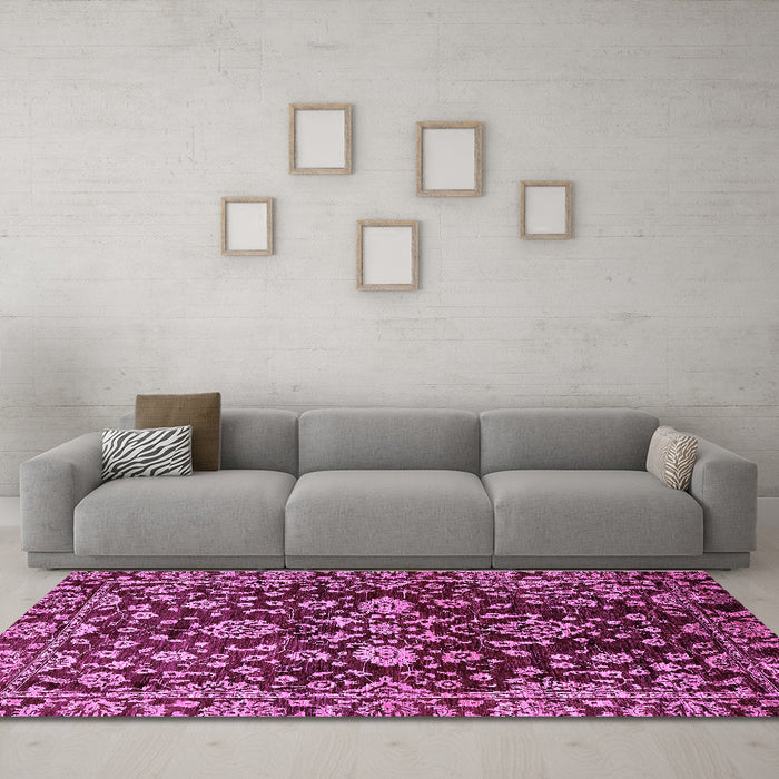 Machine Washable Abstract Purple Modern Area Rugs in a Living Room, wshabs470pur