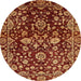 Round Abstract Orange Modern Rug, abs470