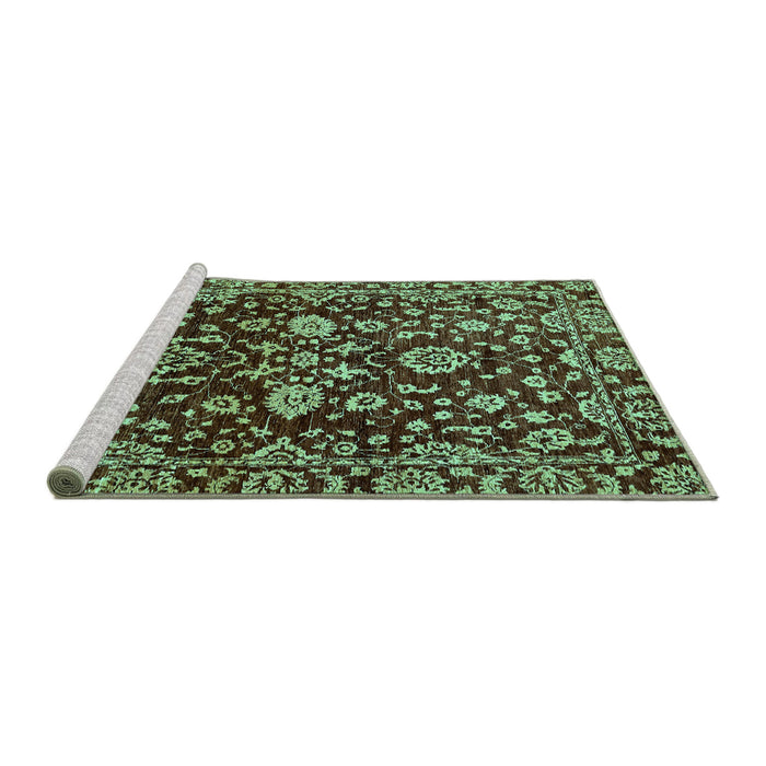 Sideview of Machine Washable Abstract Turquoise Modern Area Rugs, wshabs470turq