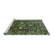 Sideview of Machine Washable Abstract Turquoise Modern Area Rugs, wshabs470turq